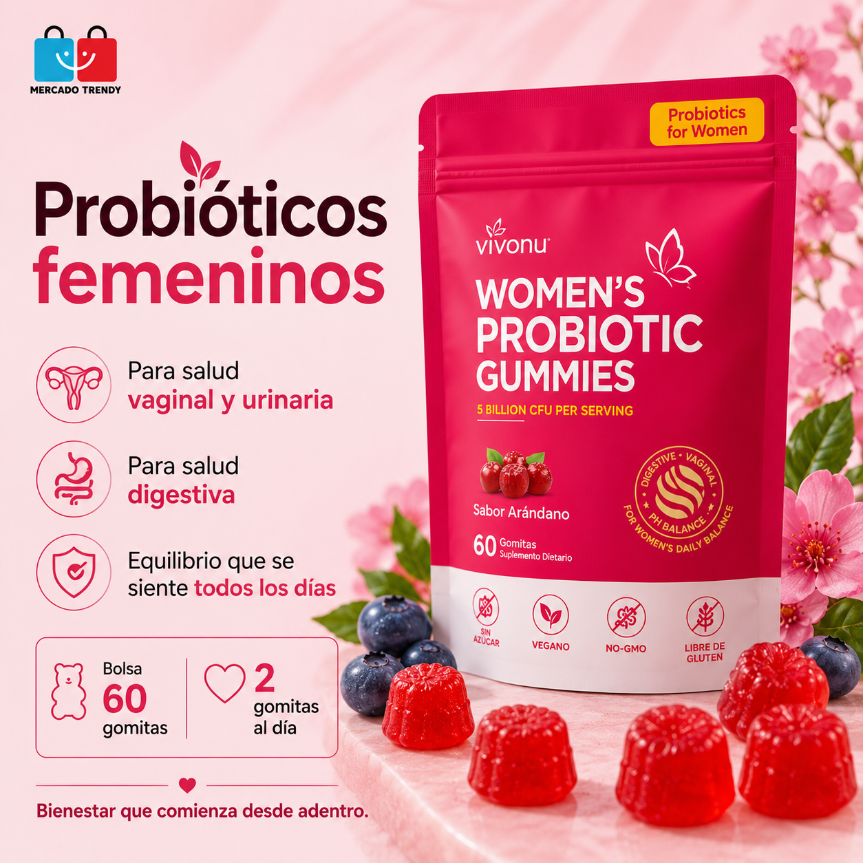 Suplemento Probioticos Mujer 60 Gomas